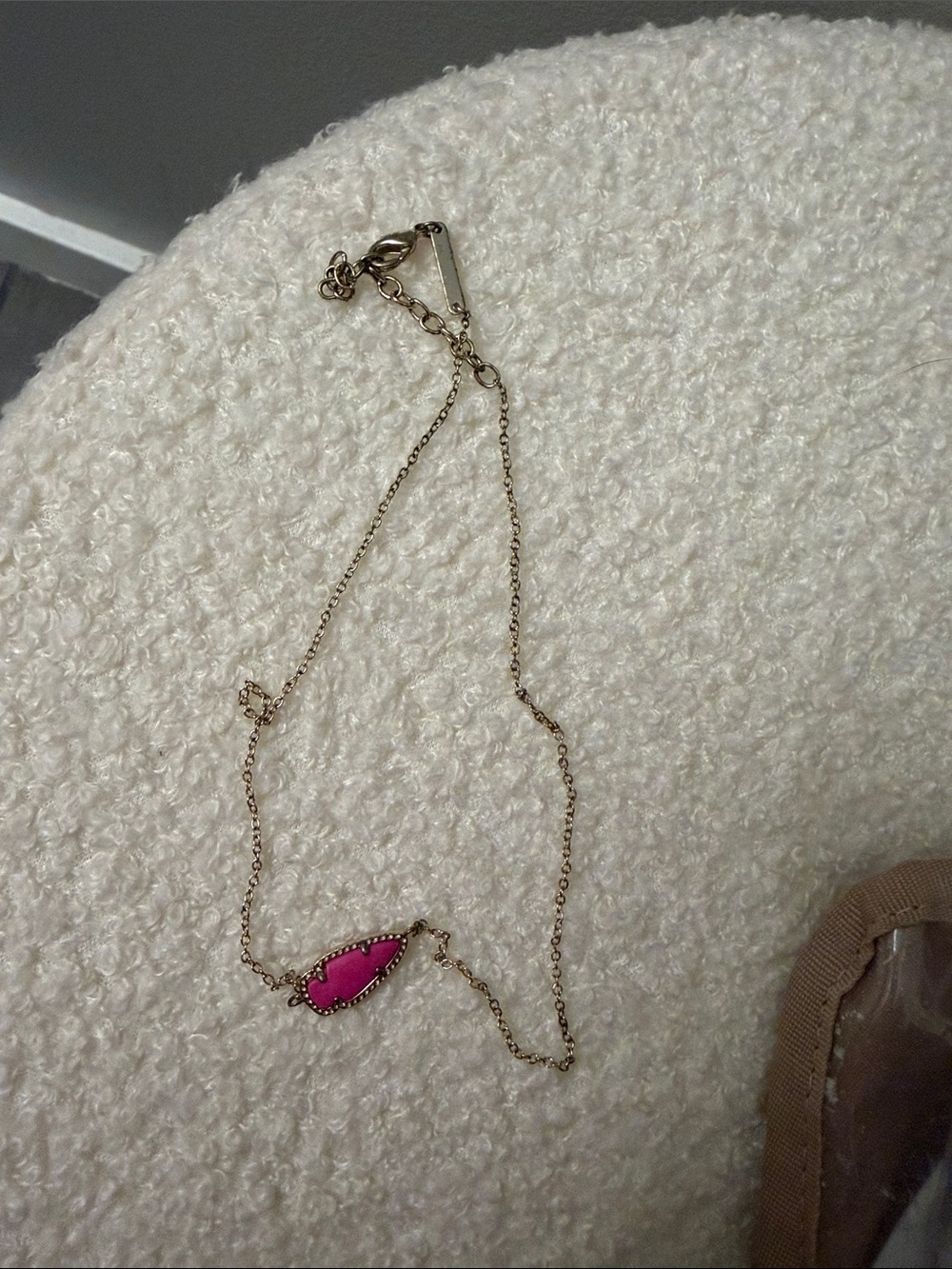 Kendra Scott Gold Necklace with Bright Pink Marquise Stone